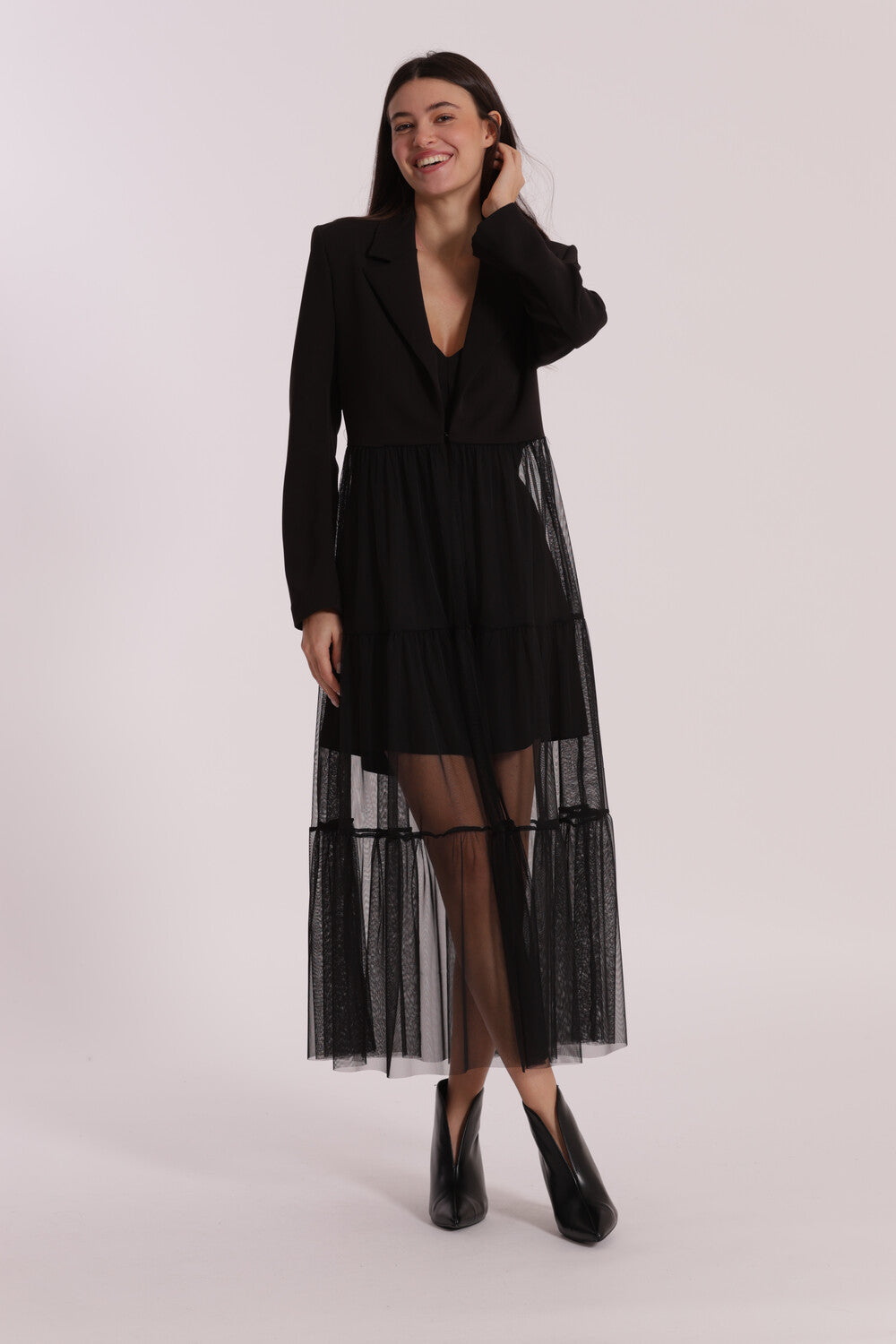 GIACCA LUNGA CON TULLE