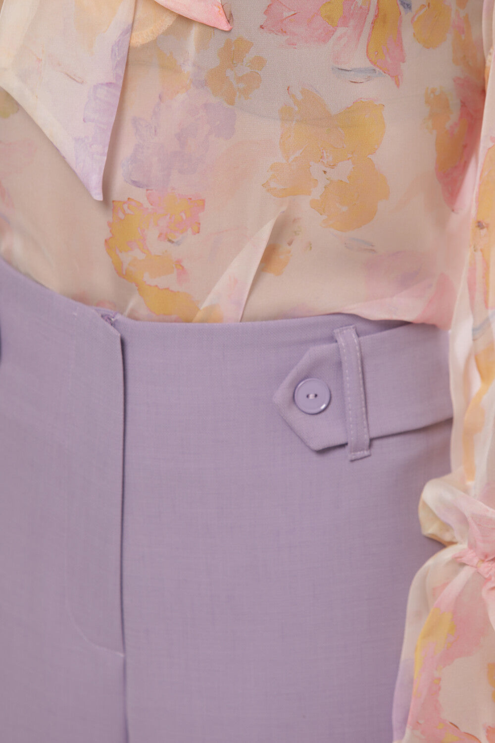 PANTALONE PALAZZO CON FIBBIE IN TESSUTO FIAMMATO