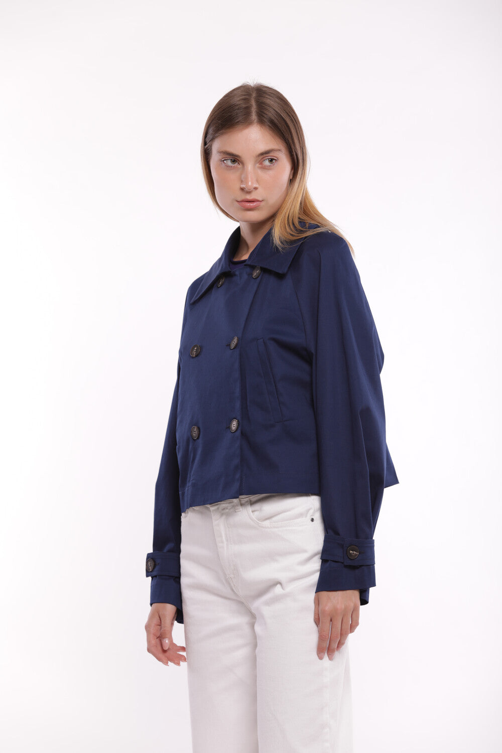 TRENCH CROPPED IN GABARDINA