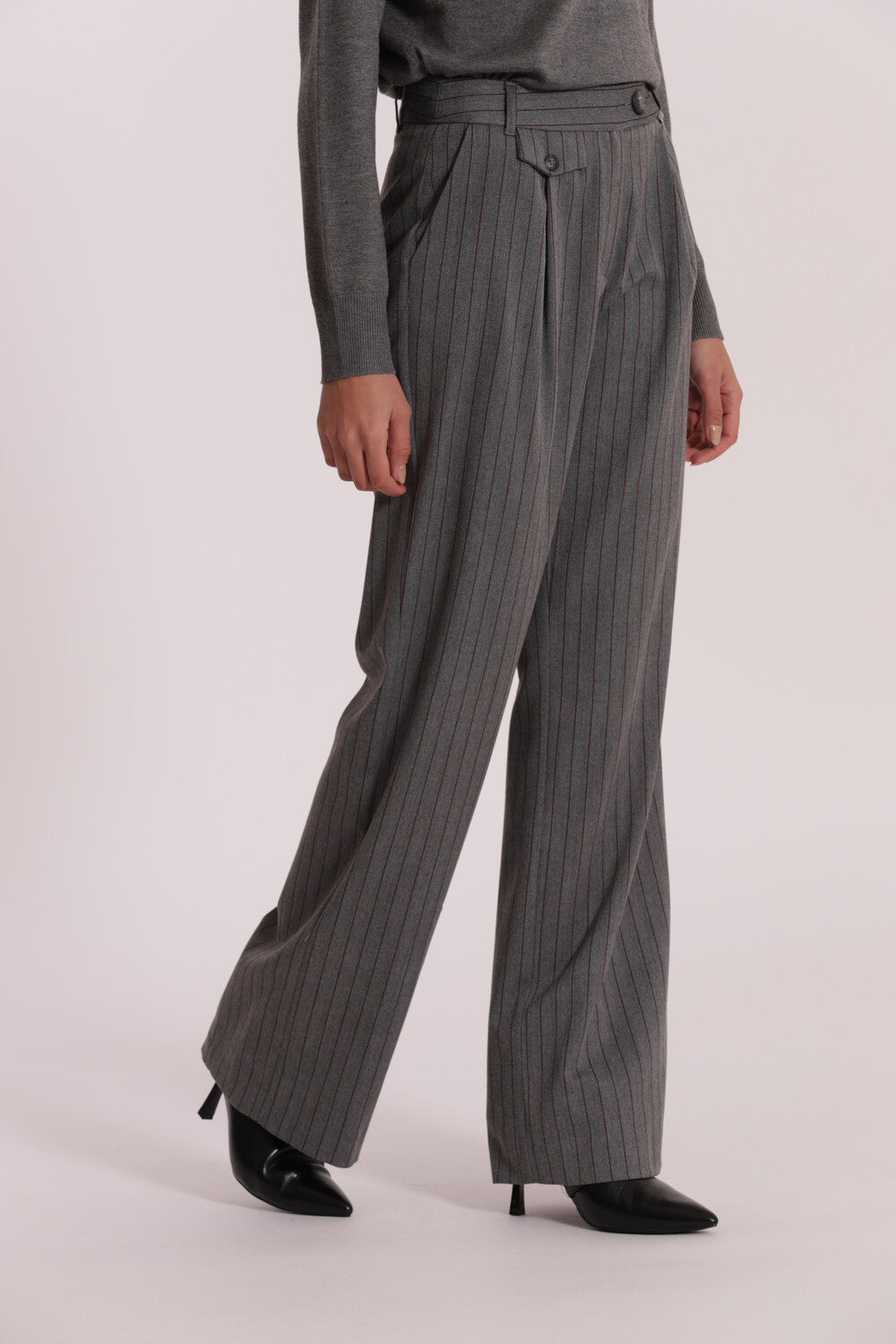 PANTALONE PALAZZO IN TESSUTO GESSATO
