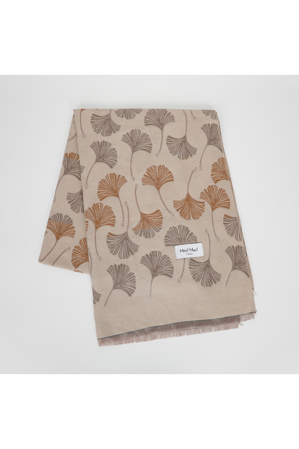 SCIARPA CON FOGLIE GINKGO