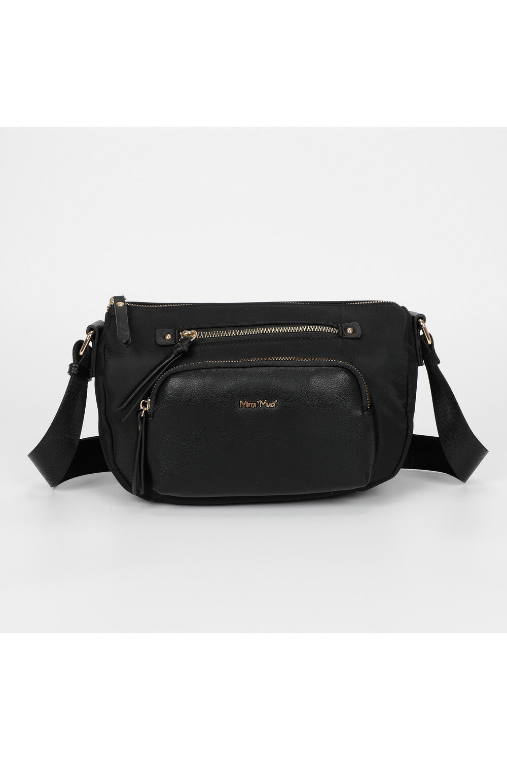 BORSA A TRACOLLA IN NYLON CON DETTAGLI IN PU