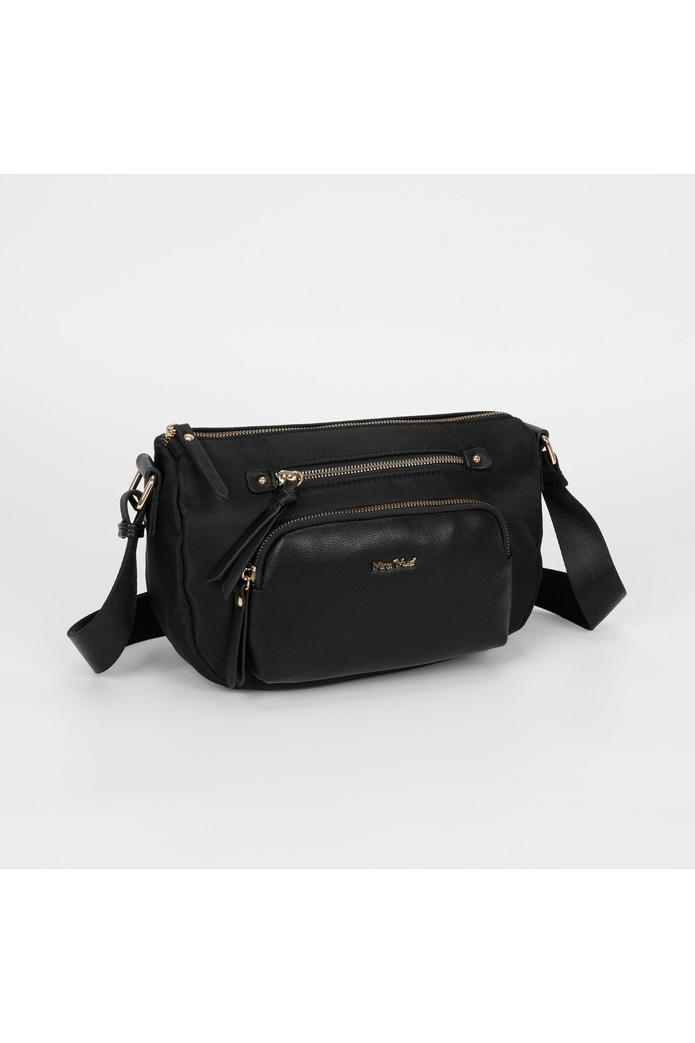 BORSA A TRACOLLA IN NYLON CON DETTAGLI IN PU