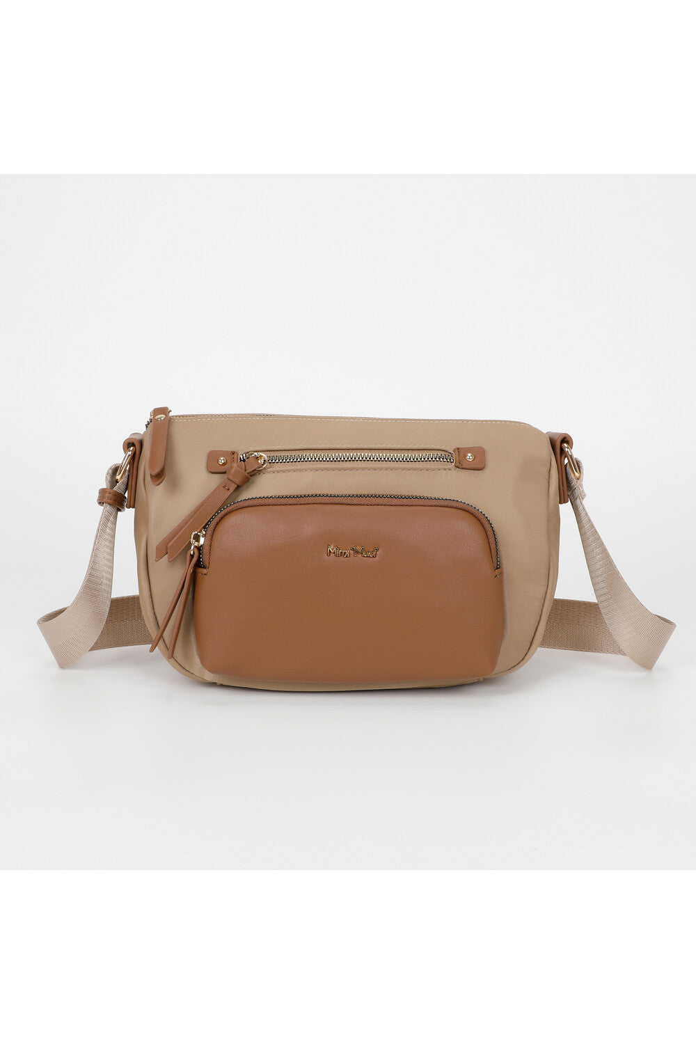 BORSA A TRACOLLA IN NYLON CON DETTAGLI IN PU