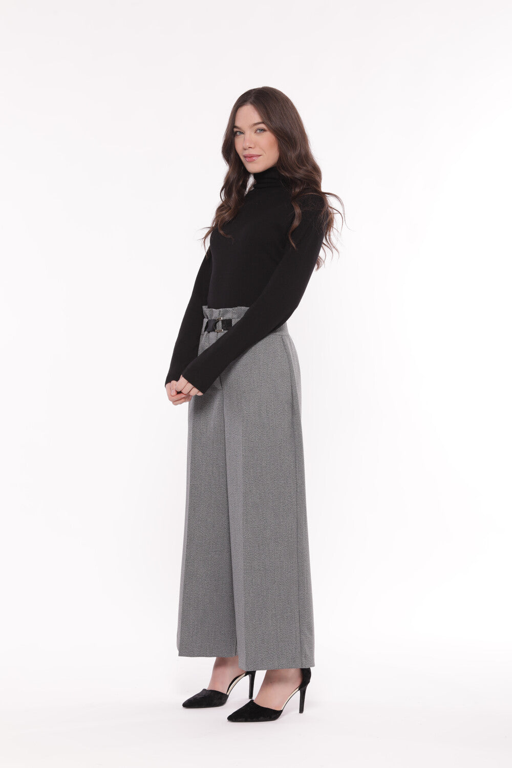 PANTALONE PALAZZO CROPPED IN TESSUTO SALE E PEPE