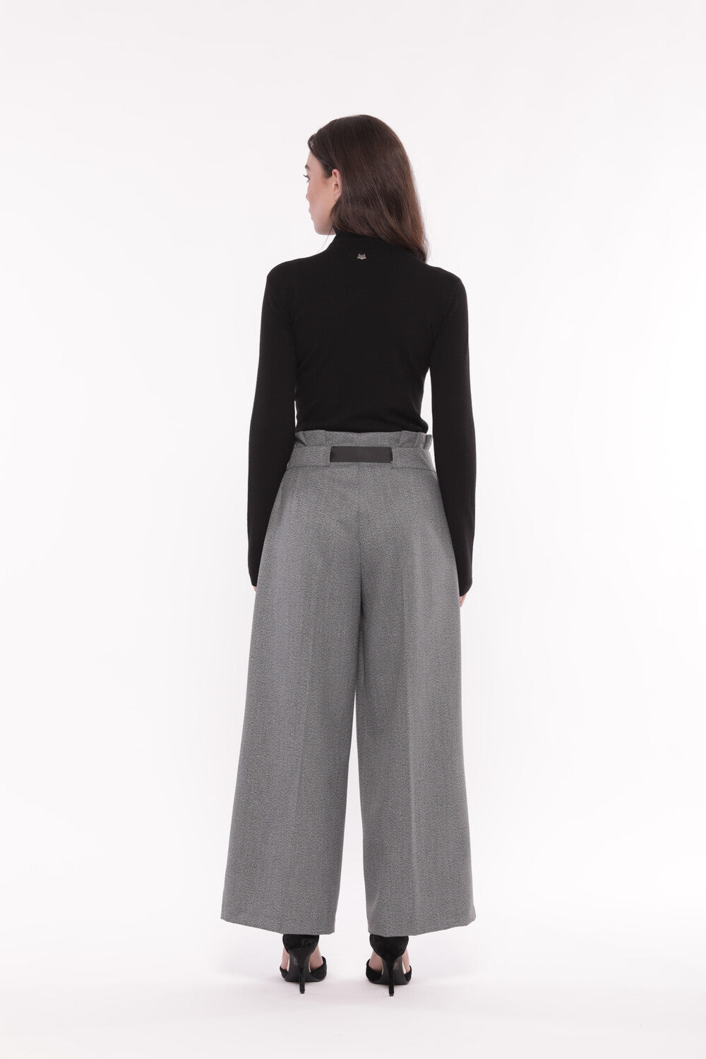 PANTALONE PALAZZO CROPPED IN TESSUTO SALE E PEPE