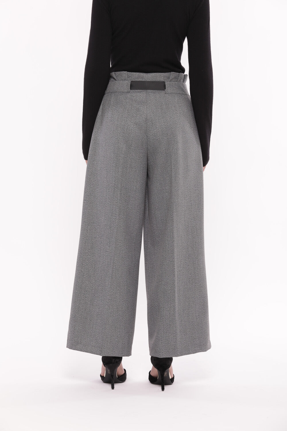 PANTALONE PALAZZO CROPPED IN TESSUTO SALE E PEPE