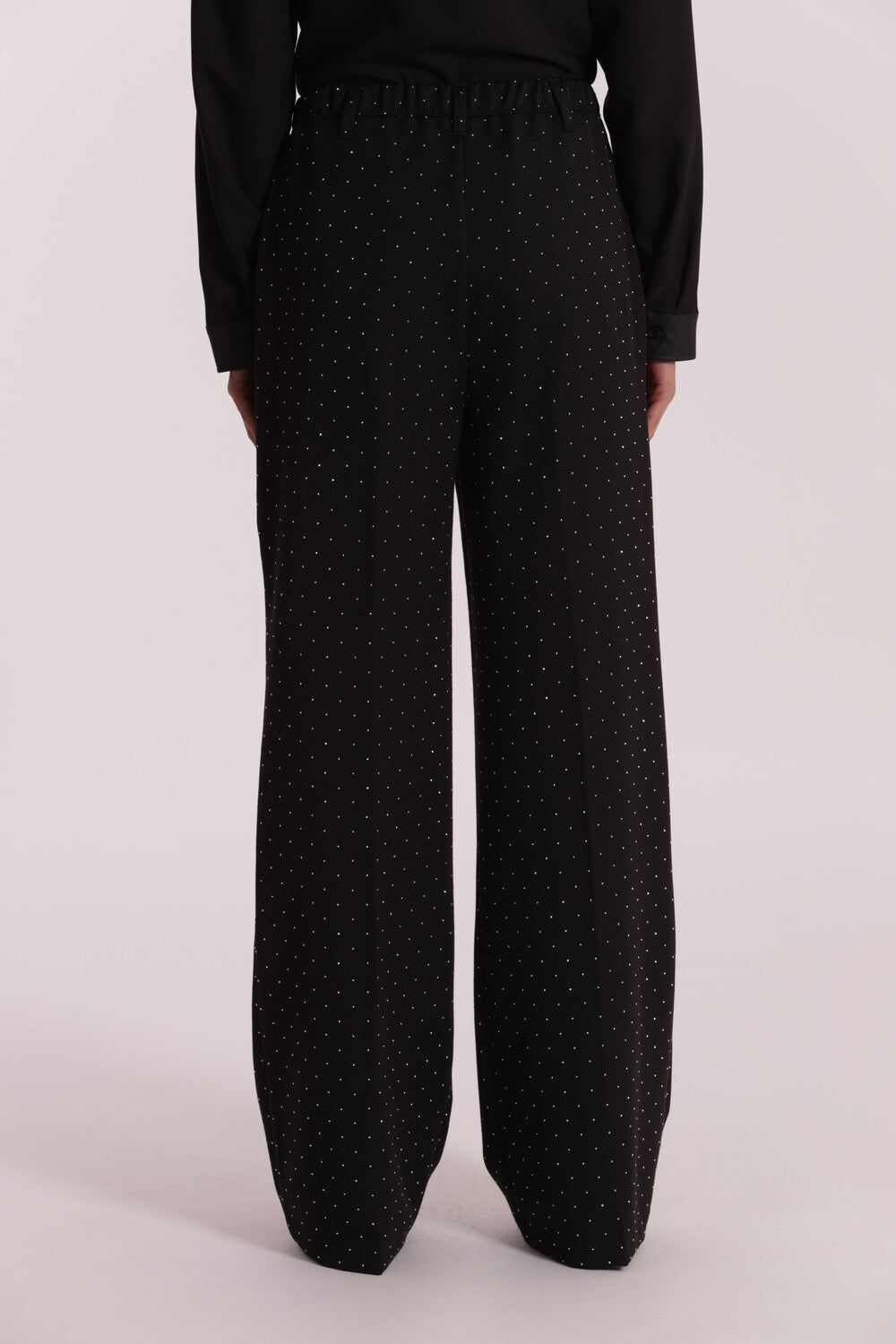 PANTALONE PALAZZO CON APPLICAZIONE DI STRASS