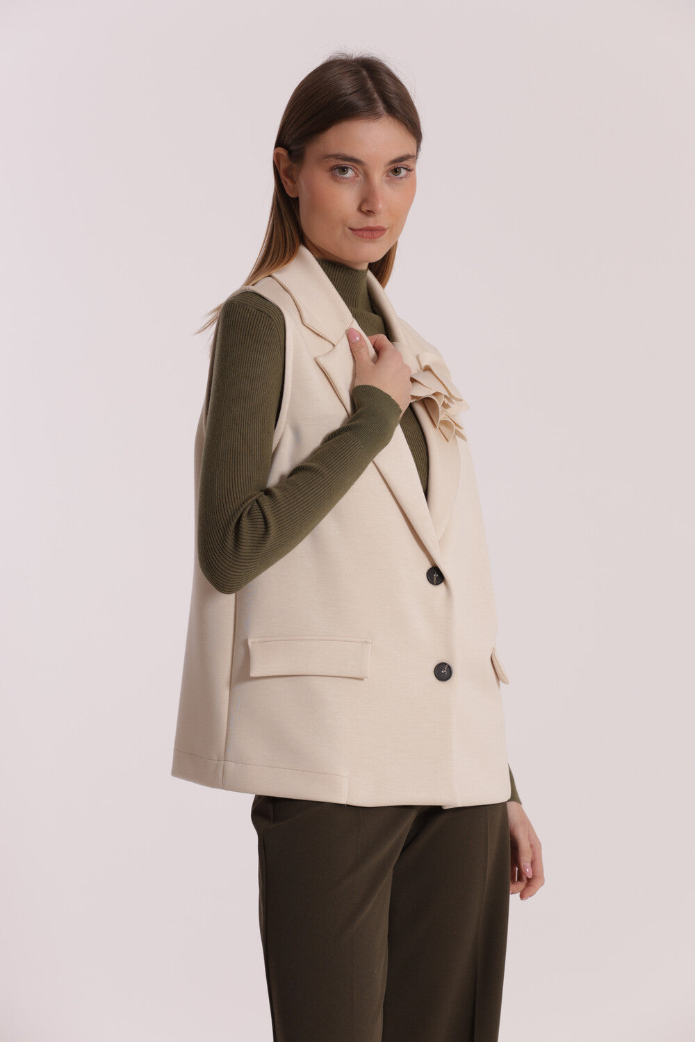 GILET OVER IN NEOPRENE CON FIORE
