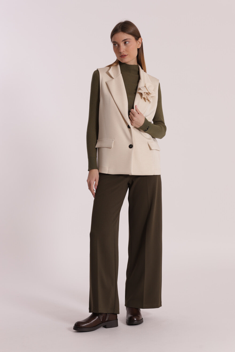 GILET OVER IN NEOPRENE CON FIORE