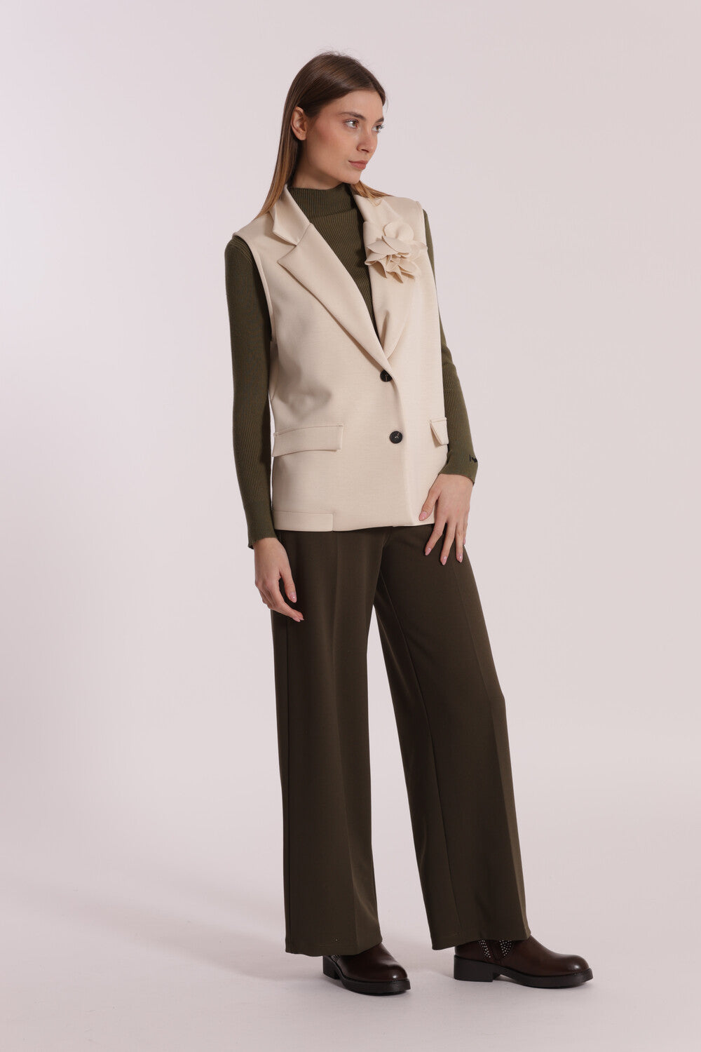 GILET OVER IN NEOPRENE CON FIORE