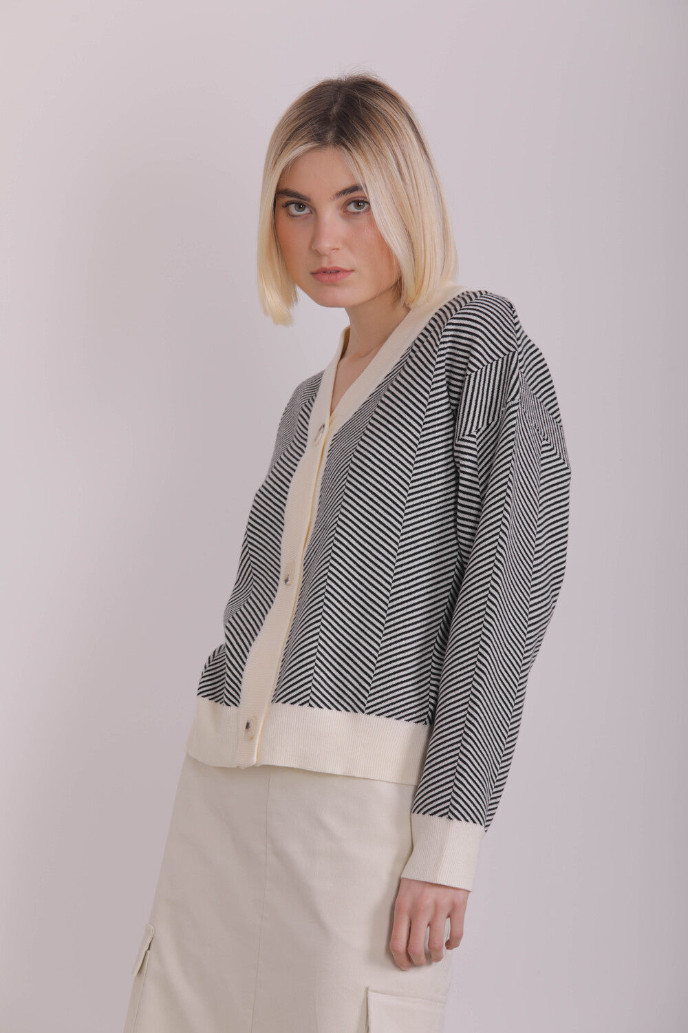 CARDIGAN CON MOTIVO A LISCA DI PESCE