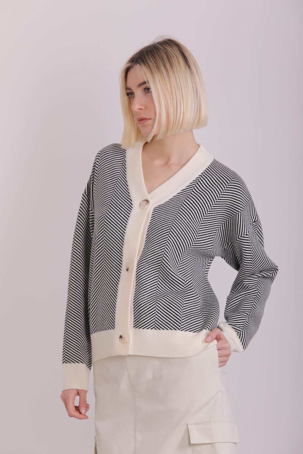 CARDIGAN CON MOTIVO A LISCA DI PESCE