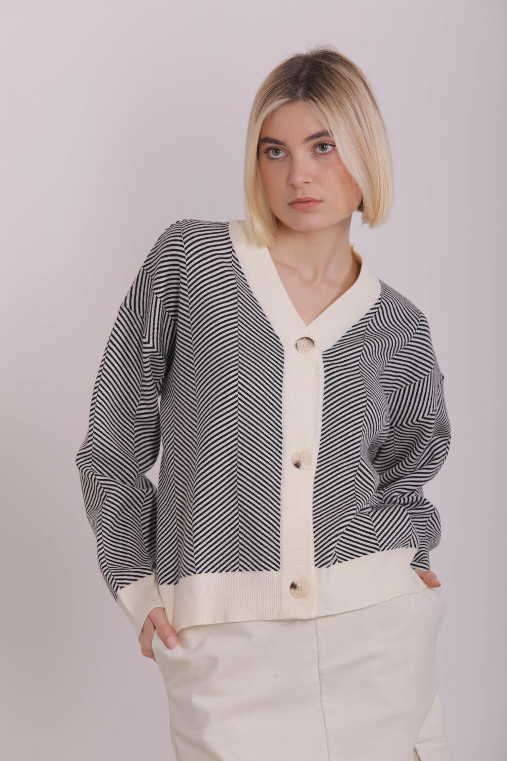 CARDIGAN CON MOTIVO A LISCA DI PESCE