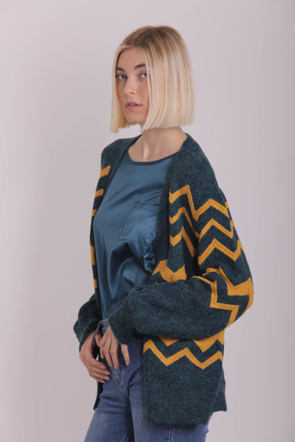 CARDIGAN APERTO CON MOTIVO ZIG-ZAG