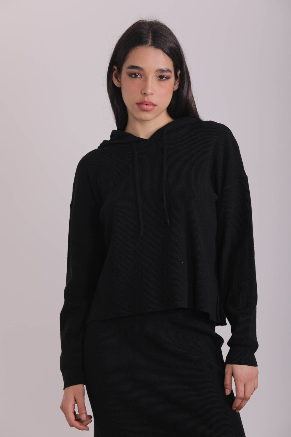 FELPA IN MAGLIA CON CAPPUCCIO