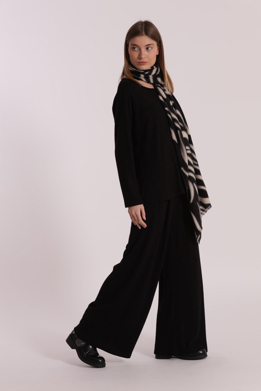 PANTALONE PALAZZO IN MAGLIA A COSTE