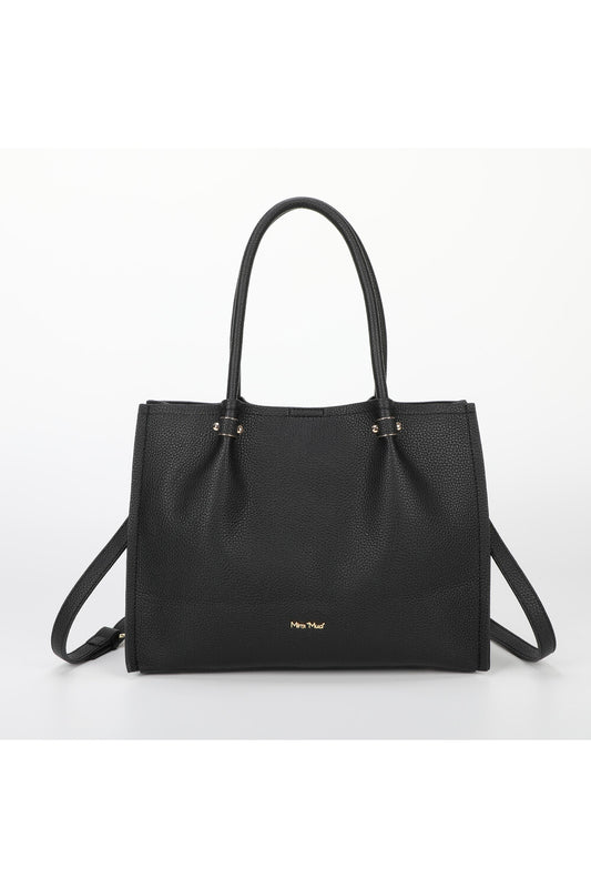 BORSA A SPALLA CON RIFINITURE IN TINTA