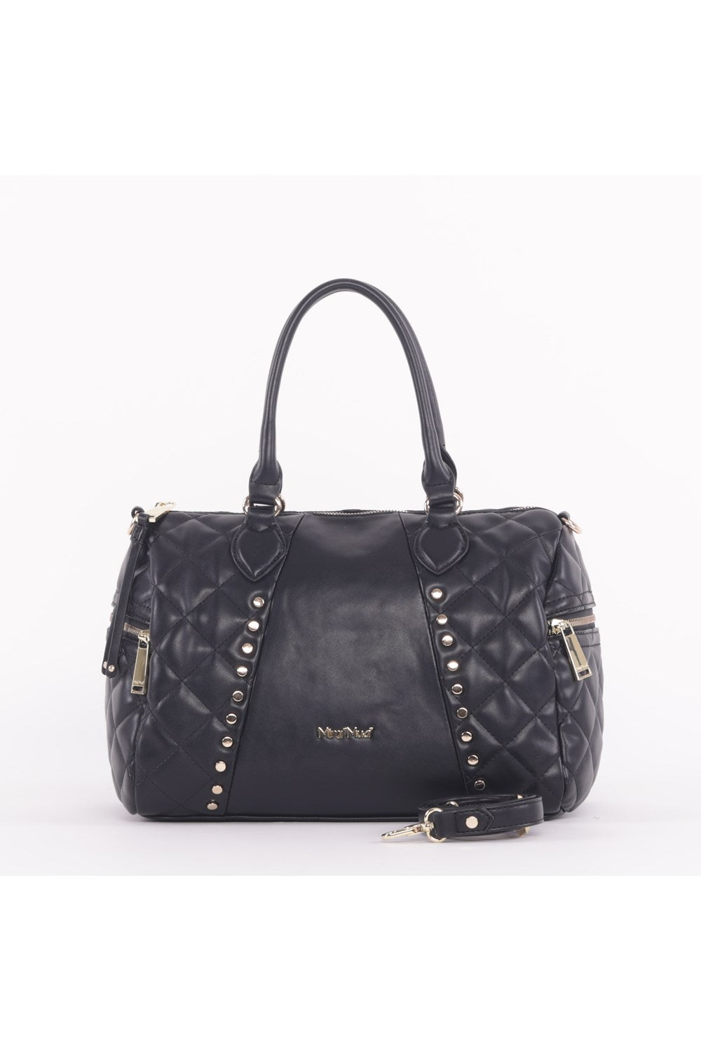BORSA BAULETTO CON BORCHIE E DETTAGLIO TRAPUNTATO