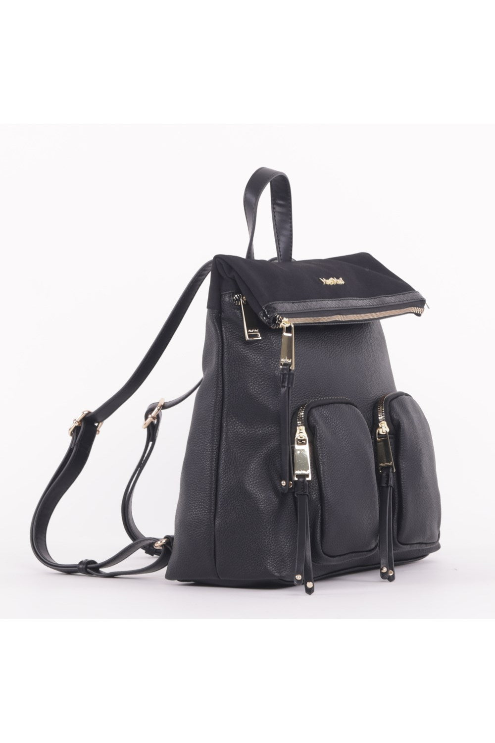 ZAINO CON TASCHE E DETTAGLIO EFFETTO CAMOSCIO