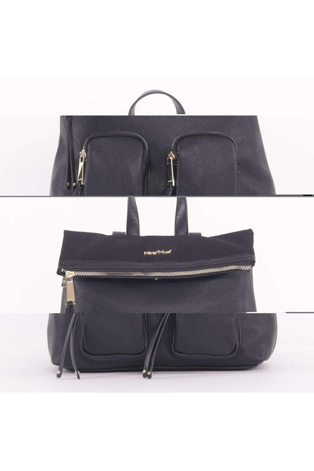 ZAINO CON TASCHE E DETTAGLIO EFFETTO CAMOSCIO