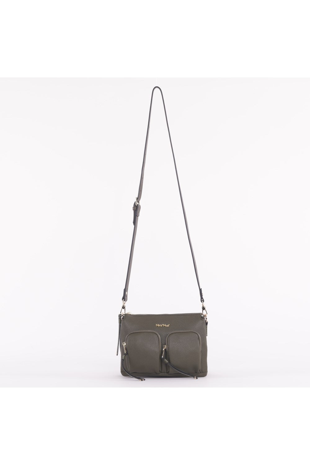 BORSA A TRACOLLA CON TASCHE E DETTAGLIO EFFETTO CAMOSCIO