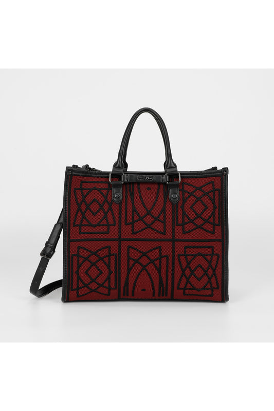 BORSA TOTE GRANDE CON DISEGNO RICAMATO