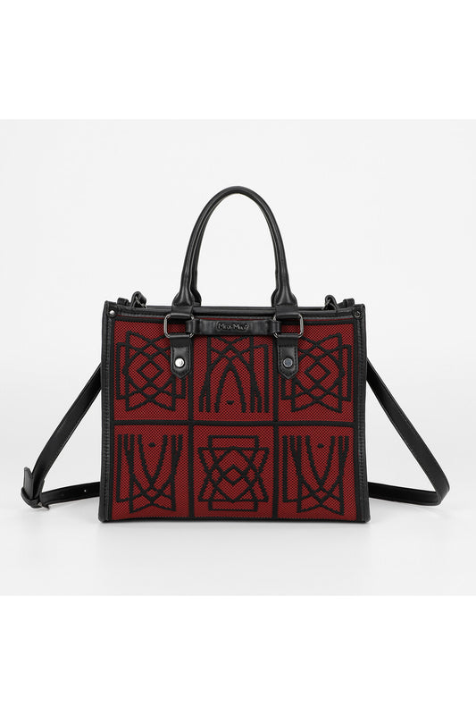 BORSA TOTE MEDIA CON DISEGNO RICAMATO
