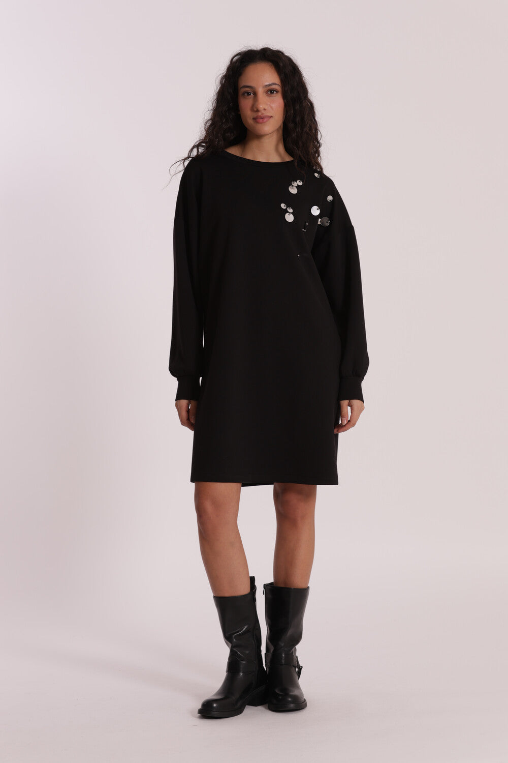 ABITO CORTO IN NEOPRENE CON PAILLETTES
