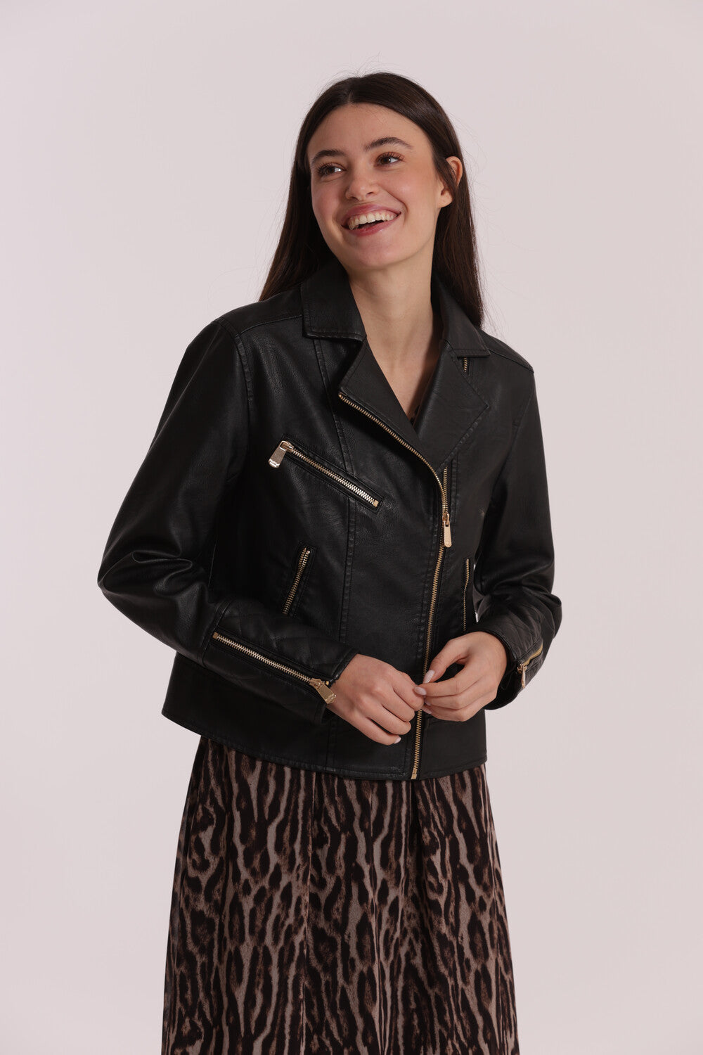 GIUBBOTTO CHIODO IN SIMIL PELLE