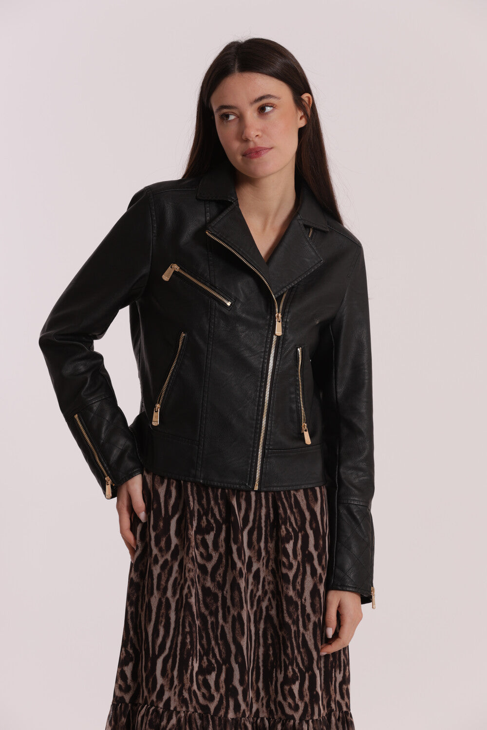 GIUBBOTTO CHIODO IN SIMIL PELLE