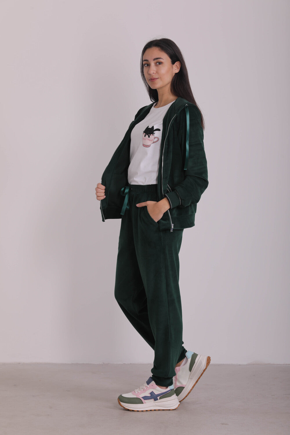 PANTALONE JOGGER EFFETTO VELLUTO