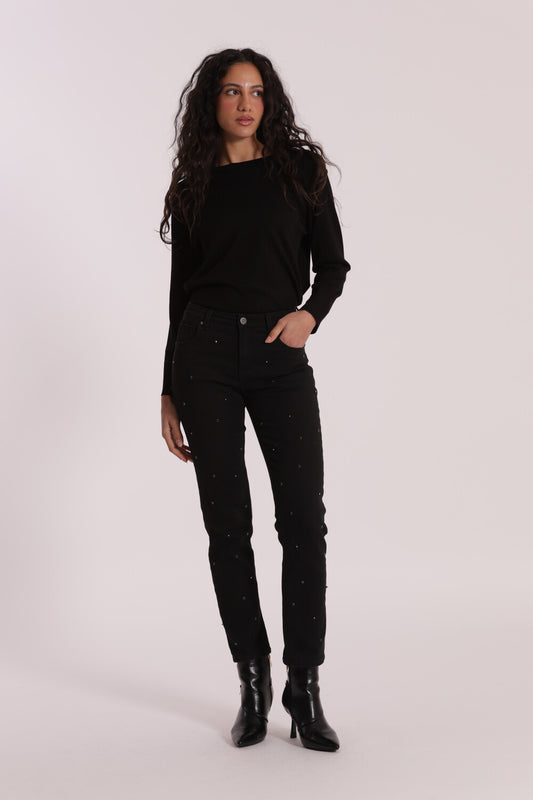 JEANS SIGARETTA CON APPLICAZIONI