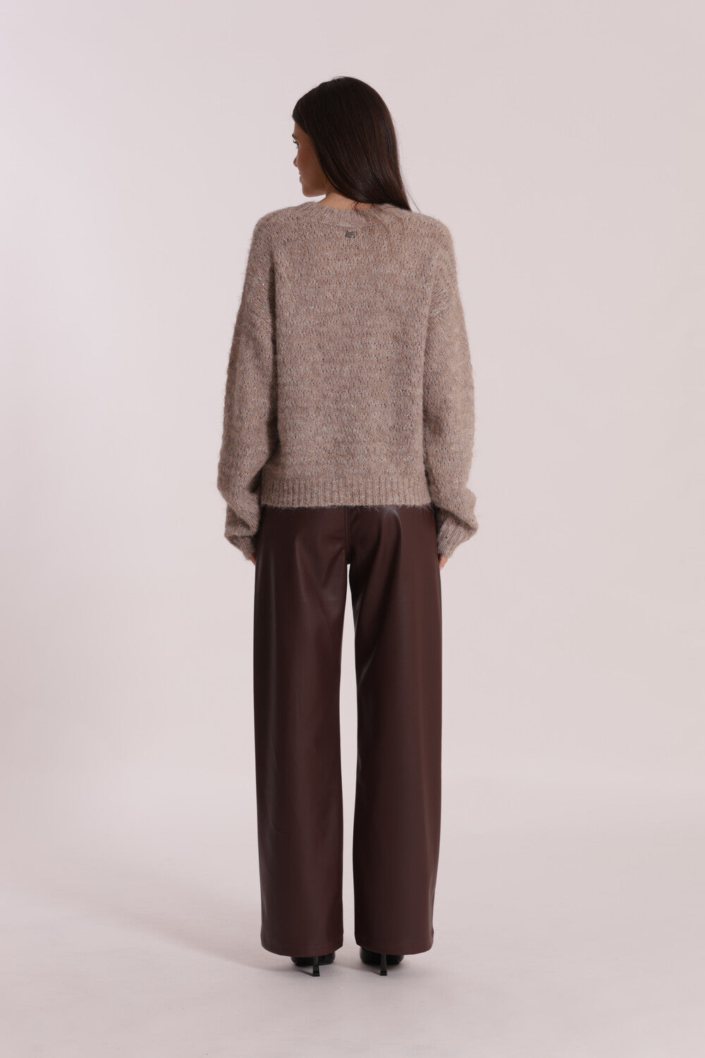 JEANS WIDE LEG SIMIL PELLE