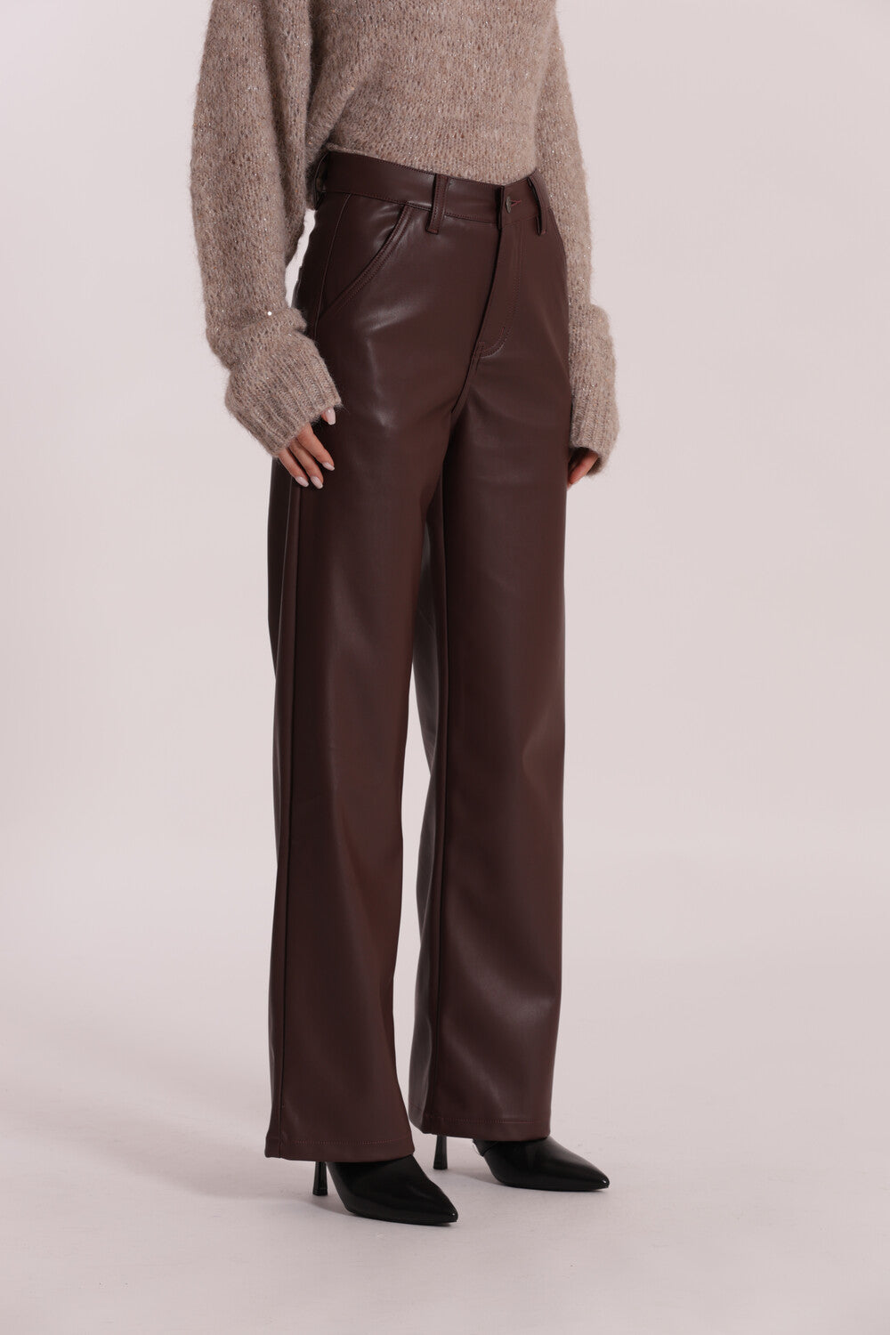 JEANS WIDE LEG SIMIL PELLE