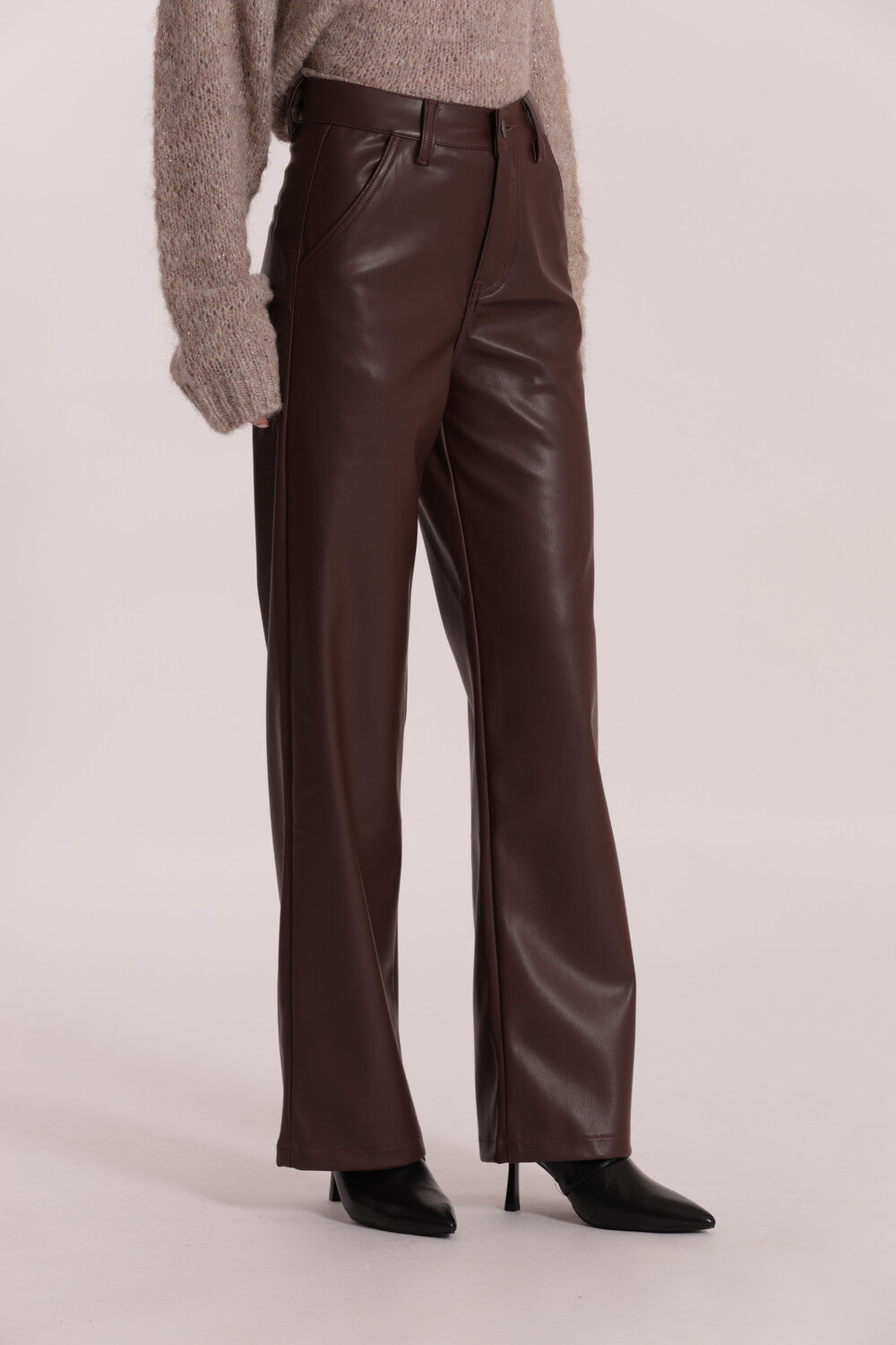 JEANS WIDE LEG SIMIL PELLE