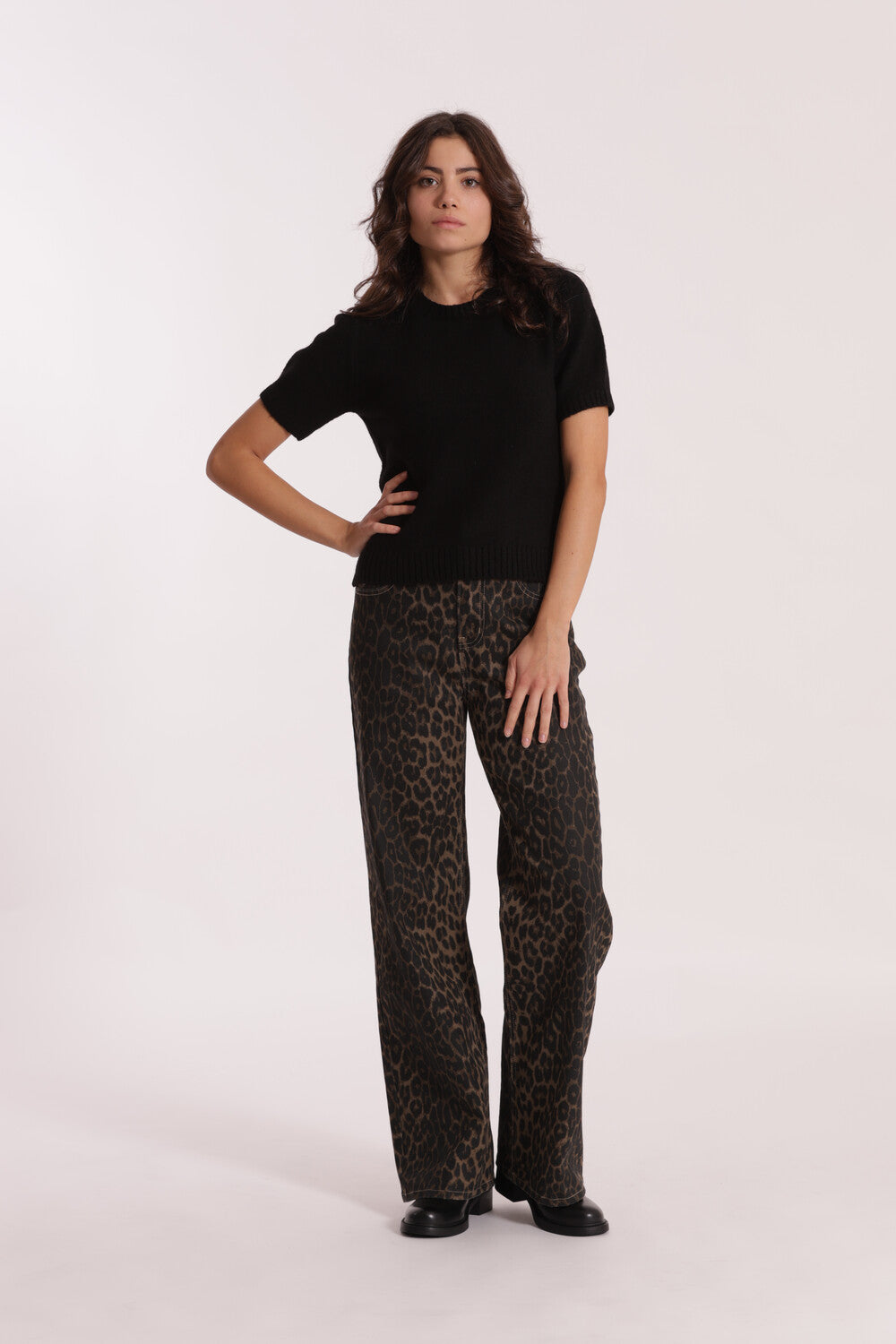 JEANS WIDE LEG LEOPARDATO