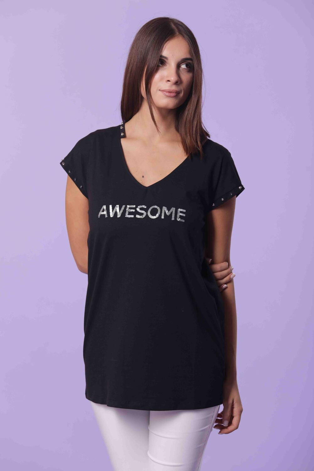 T-SHIRT AWESOME CON DETTAGLIO BORCHIE